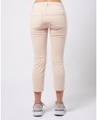 Pantalon Slim en Coton stretch doux beige/pêche