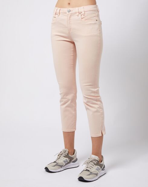 Pantalon Slim en Coton stretch doux beige/pêche