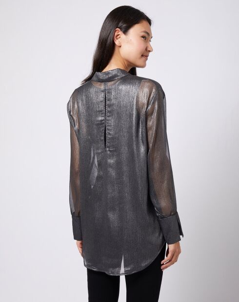 Blouse lurex 2 en 1 gris foncé