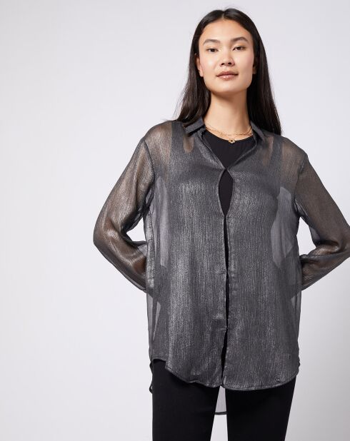 Blouse lurex 2 en 1 gris foncé