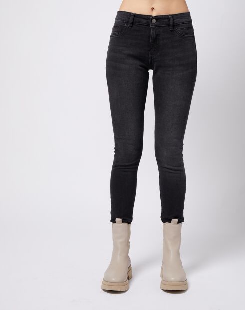 Jegging à taille mi-haute Slim Fit délavé gris foncé