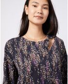 Blouse fluide à motif et découpe multicolore