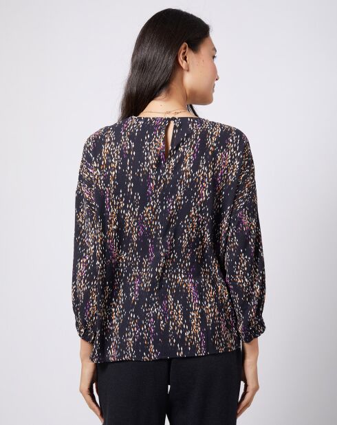 Blouse fluide à motif et découpe multicolore