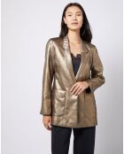 Veste blazer enduit métallisé coupe droite bronze