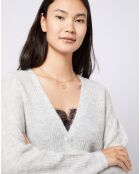 Cardigan en Maille mélangée 4 boutons gris chiné