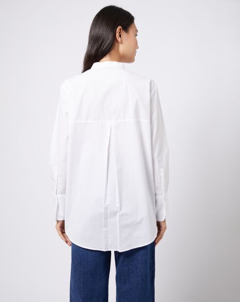 Chemise en Coton oversized col mao blanche