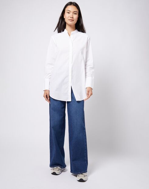 Chemise en Coton oversized col mao blanche