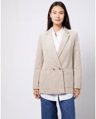 Veste blazer en velours de coton côtelé beige