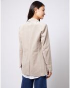 Veste blazer en velours de coton côtelé beige