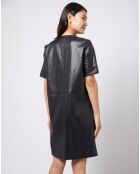 Robe courte zippée façon cuir noire