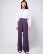 Pantalon ample et fluide taille élastique violet foncé