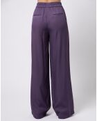 Pantalon ample et fluide taille élastique violet foncé