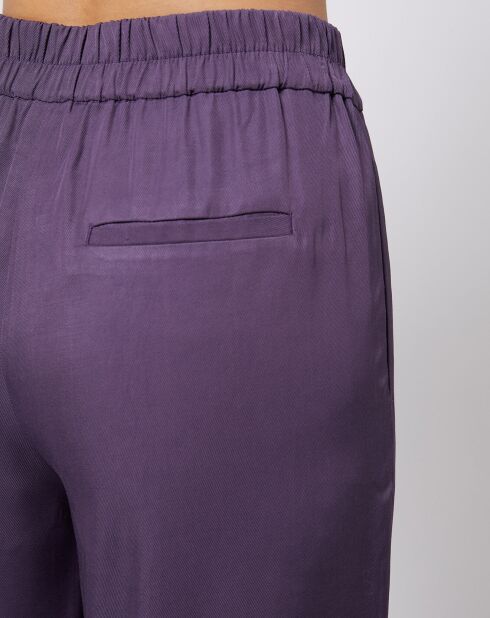 Pantalon ample et fluide taille élastique violet foncé