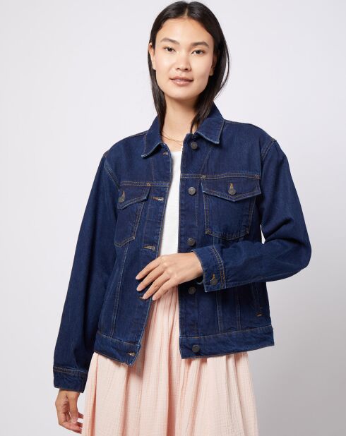 Veste en denim bleu foncé