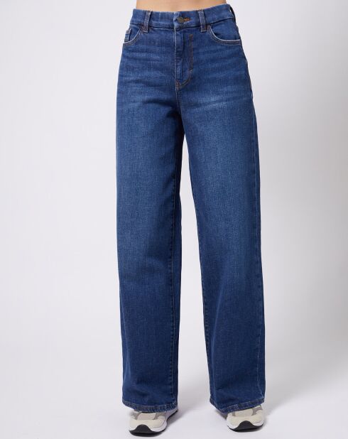 jean à jambes larges en Denim de coton stretch bleu foncé