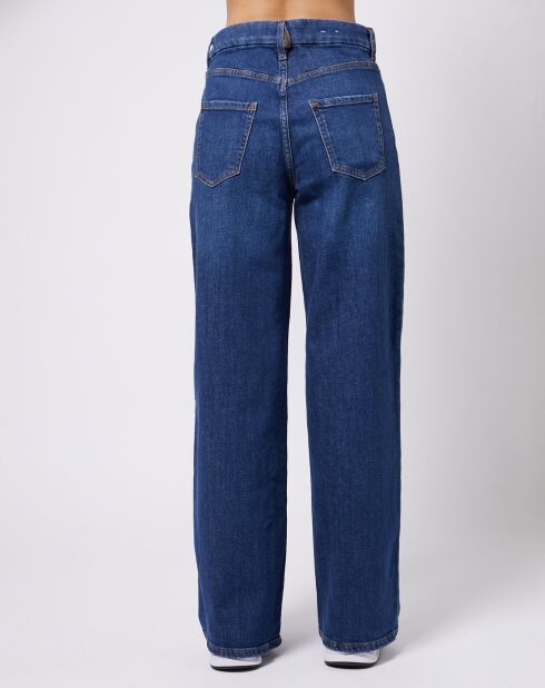 jean à jambes larges en Denim de coton stretch bleu foncé