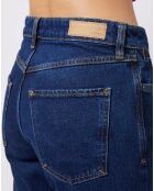 Jean Mom taille haute à jambes droites bleu foncé