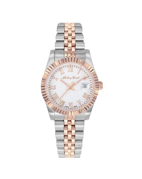 Montre Femme Quartz en Acier Mathy III Roman argenté/doré rose