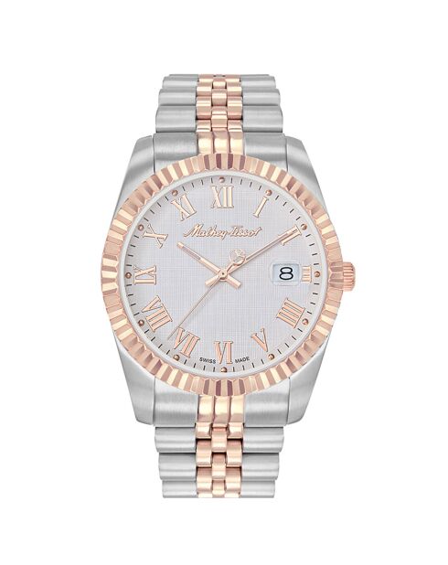 Montre Homme Quartz en Acier Mathy III Roman argenté/doré rose