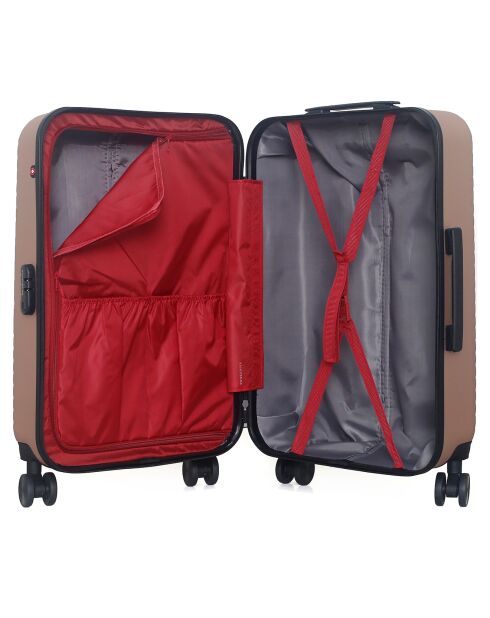 Valise Moyen Séjour 4 roues doubles Spiez 65 cm rose doré