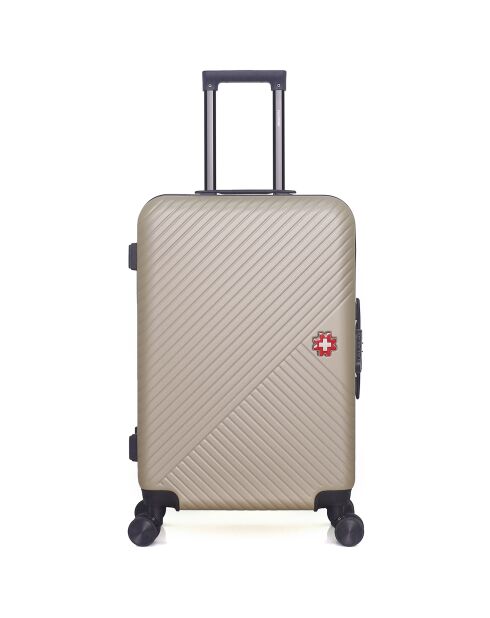 Valise Moyen Séjour 4 roues doubles Spiez 65 cm beige