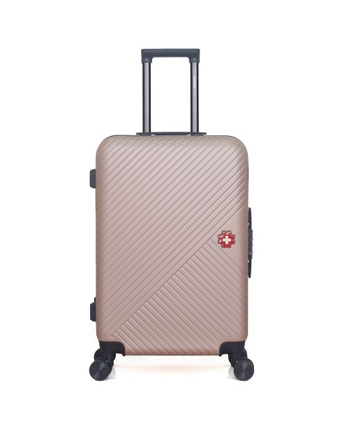 Valise Long Séjour 4 roues doubles Spiez 75 cm rose doré