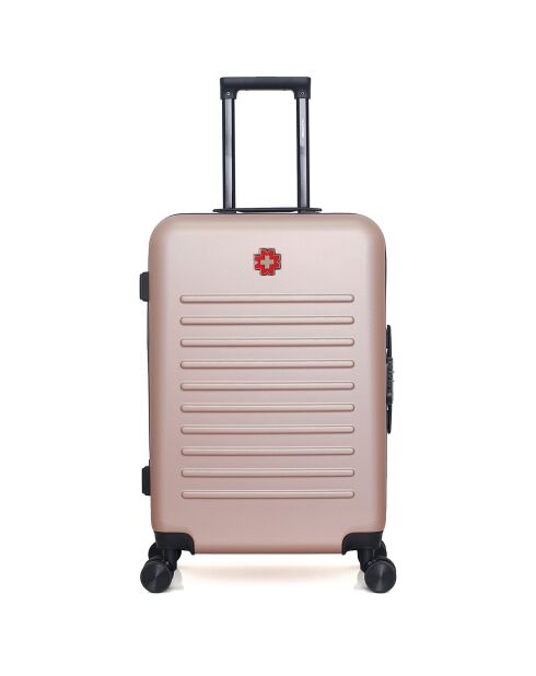 Valise Cabine 4 roues doubles Wil 55 cm rose doré