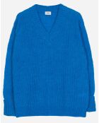 Pull en Maille mélangée Leena Col V bleu roi