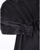 Robe chemise courte Muna effet satiné noire