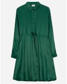 Robe chemise courte Muna effet satiné verte