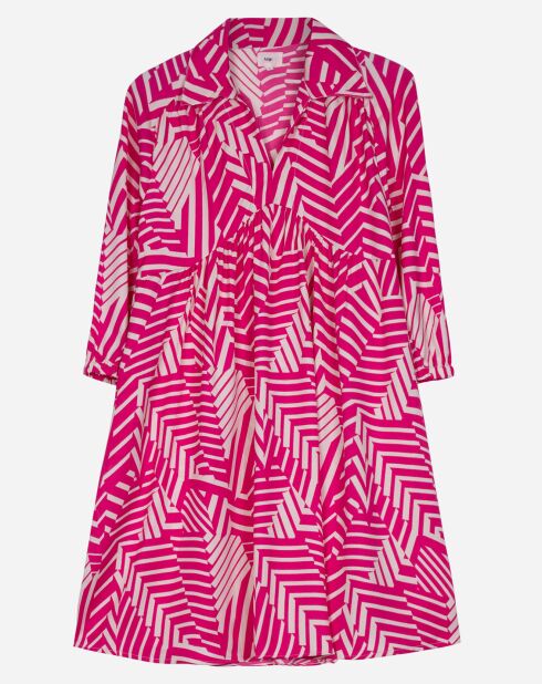 Robe courte Marina à motifs rose/écru