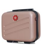 4 Valises 4 roues doubles 75/65/55/42 cm & Vanity Zurich rose doré