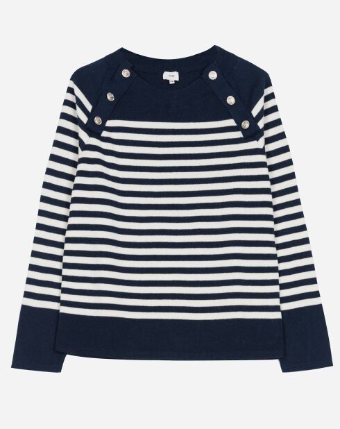 Pull marinière Capucine en Maille de coton mélangé marine/écru