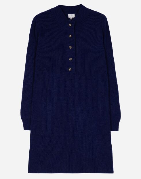 Robe pull en Maille mélangée Vicky bleu marine