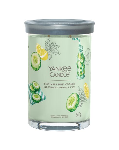 Signature Duftkerze mit Gurke und Minze im großen Glas mit Wasser — 60-100 h