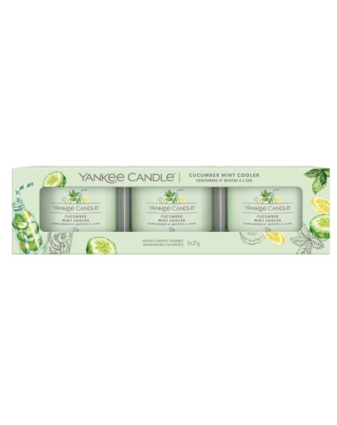 Coffret 3 bougies votives Signature Concombre & menthe à l'eau - 5-10h