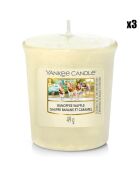 3 Bougies parfumée votive Original Gaufre Banane Et Caramel - 15h