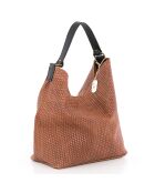 Sebastiana bruine leren schoudertas - 38x36x14 cm