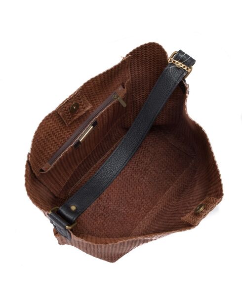 Sebastiana bruine leren schoudertas - 38x36x14 cm