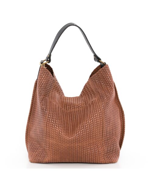 Sebastiana bruine leren schoudertas - 38x36x14 cm