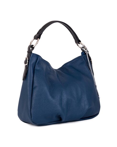 Marineblauwe leren schoudertas van Noemi - 30,5x26x9 cm