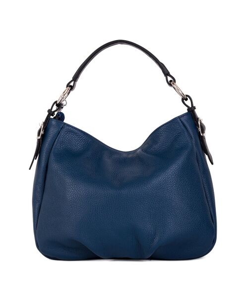 Marineblauwe leren schoudertas van Noemi - 30,5x26x9 cm