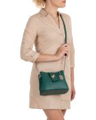 Elianna Peacock groene leren schoudertas - 22x19x10 cm