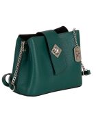 Elianna Peacock groene leren schoudertas - 22x19x10 cm