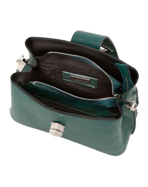 Elianna Peacock groene leren schoudertas - 22x19x10 cm