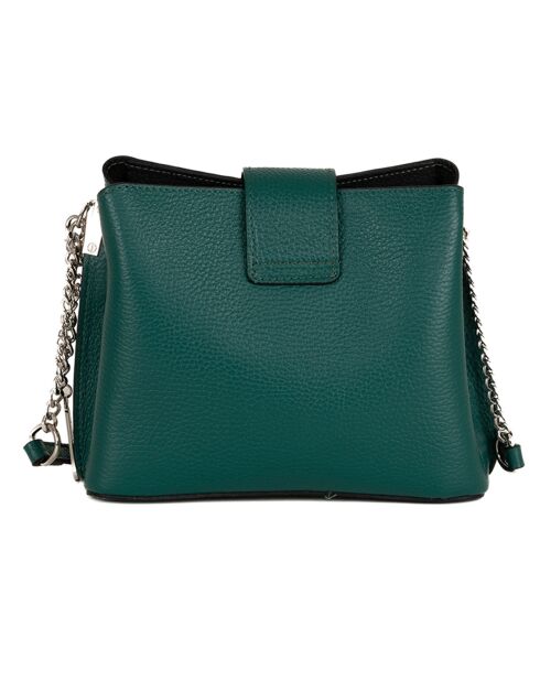 Elianna Peacock groene leren schoudertas - 22x19x10 cm