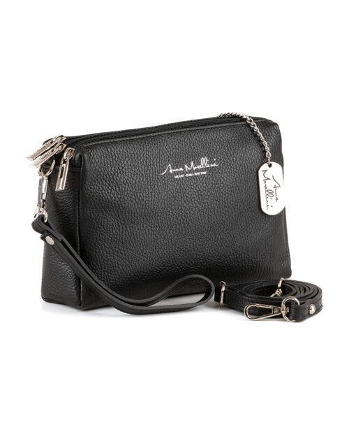 Idalia zwarte leren etui - 24x16x9 cm