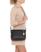 Sac bandoulière en Cuir Orlanda noir - 29x23x12 cm