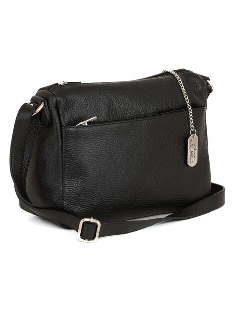 Orlanda Schultertasche aus schwarzem Leder - 29x23x12 cm