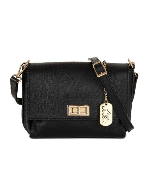 Matalia zwarte leren schoudertas - 22x17x9 cm